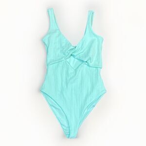 Anthropologie Beach Riot Tyler Cutout One-Piece Swimsuit Aqua Textured Swim